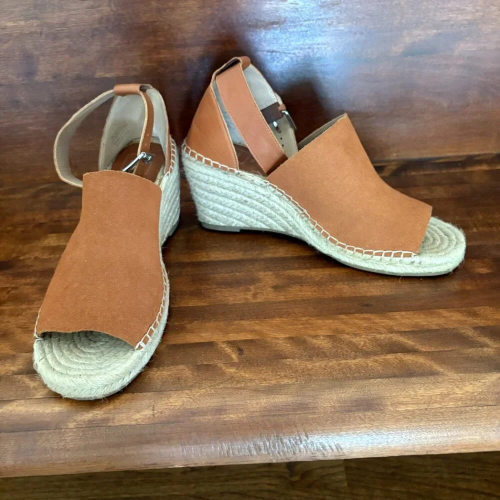 GAP Espadrille Wedge Sandal Cognac Women's Ankle Strap Mediterranean Chic 9.5